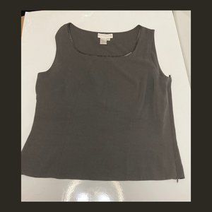 Doncaster sleeveless stretch crepe top with reptile edge and side zip, sz 12